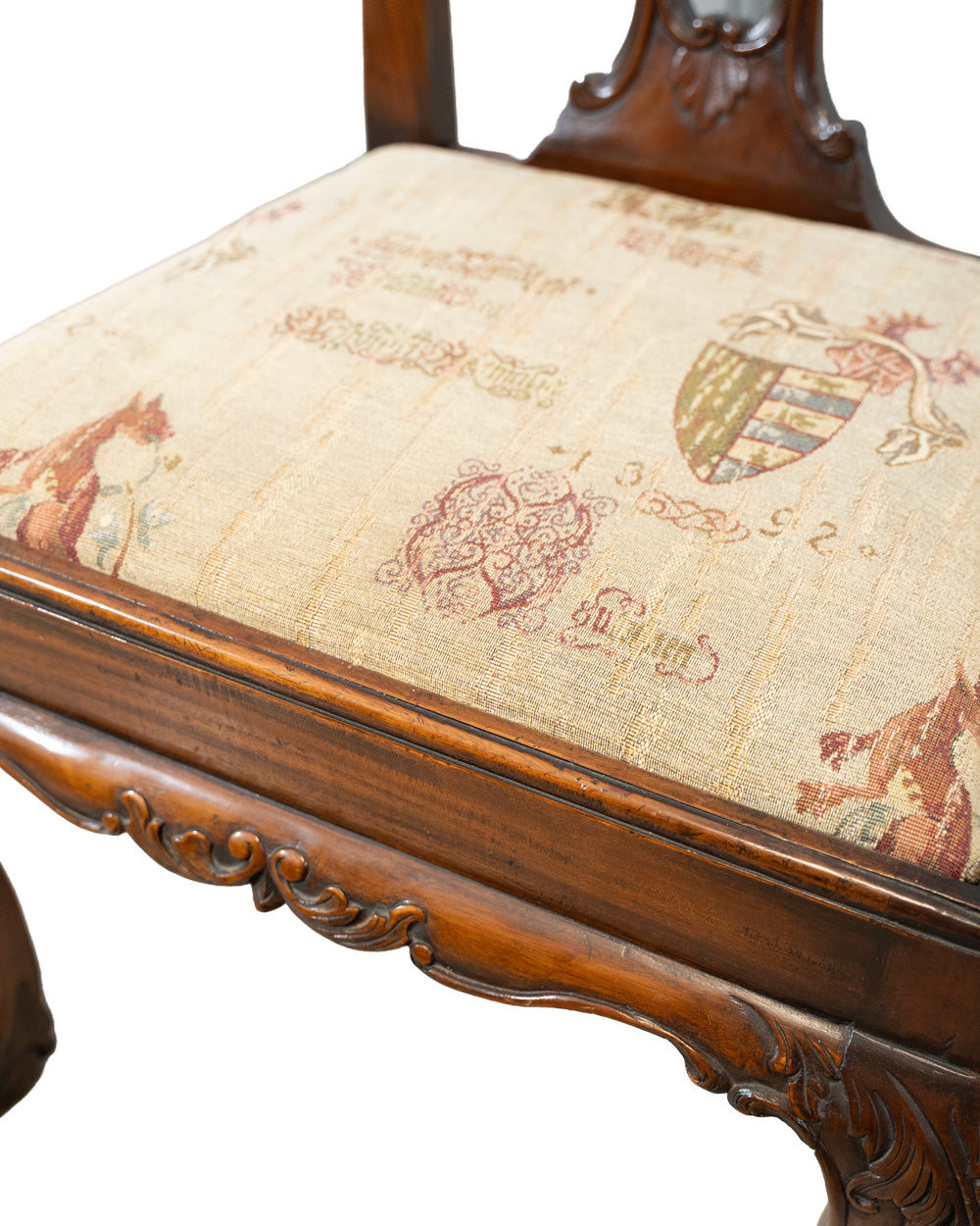 Set of Four Antique Carved Chippendale Revival Dining Chairs