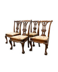Set of Four Antique Carved Chippendale Revival Dining Chairs