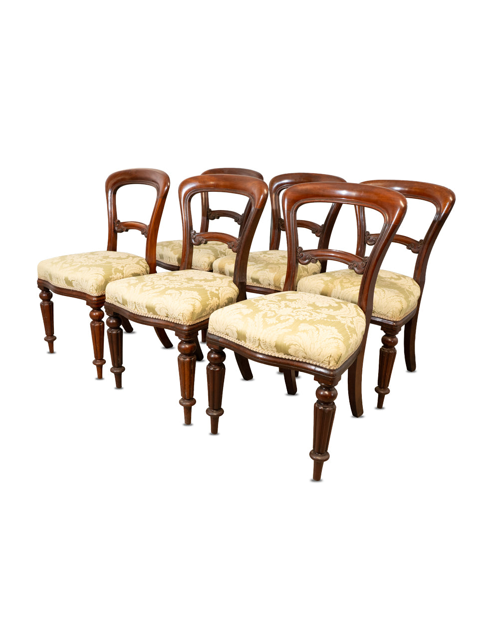 Set of Six Victorian Balloon-Back Dining Chairs