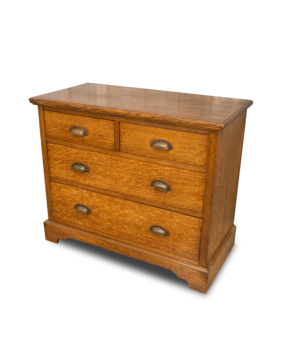 Authentic 1930's Solid Oak Chest of Drawers - Two Over Three Drawer Design