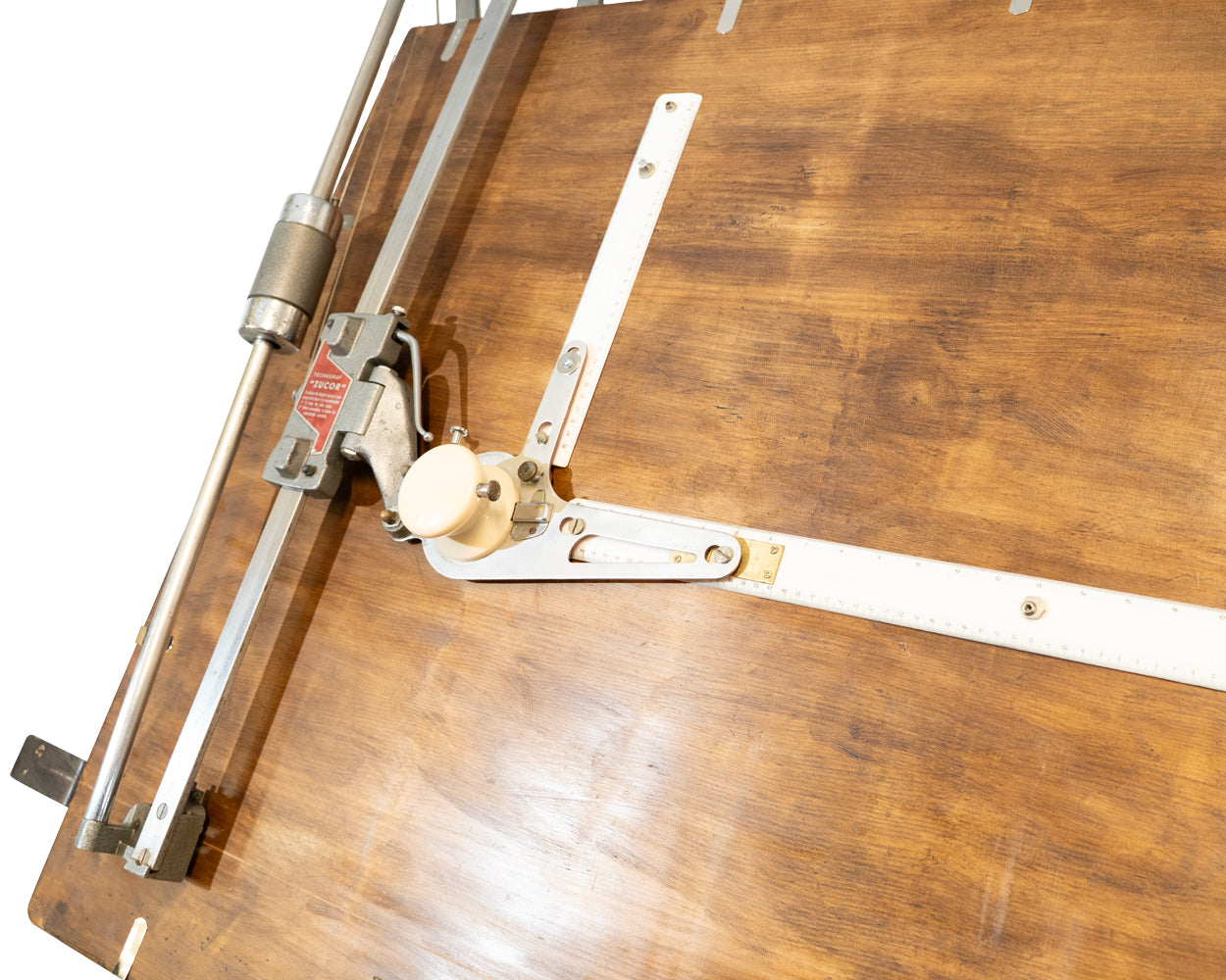 Vintage Industrial Draughtsman Table with Stool & Lamp