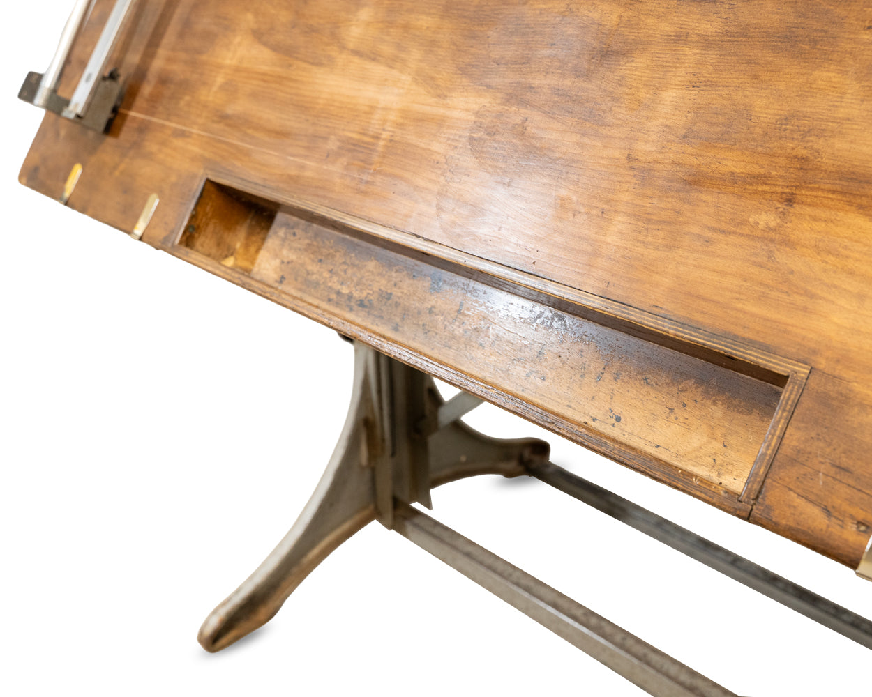 Vintage Industrial Draughtsman Table with Stool & Lamp