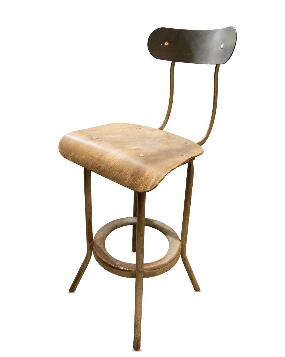 Vintage Industrial Draughtsman Table with Stool & Lamp