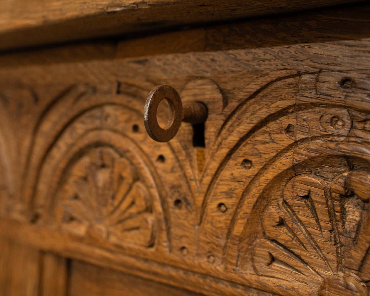 Antique 18th Century Carved Oak Storage Chest
